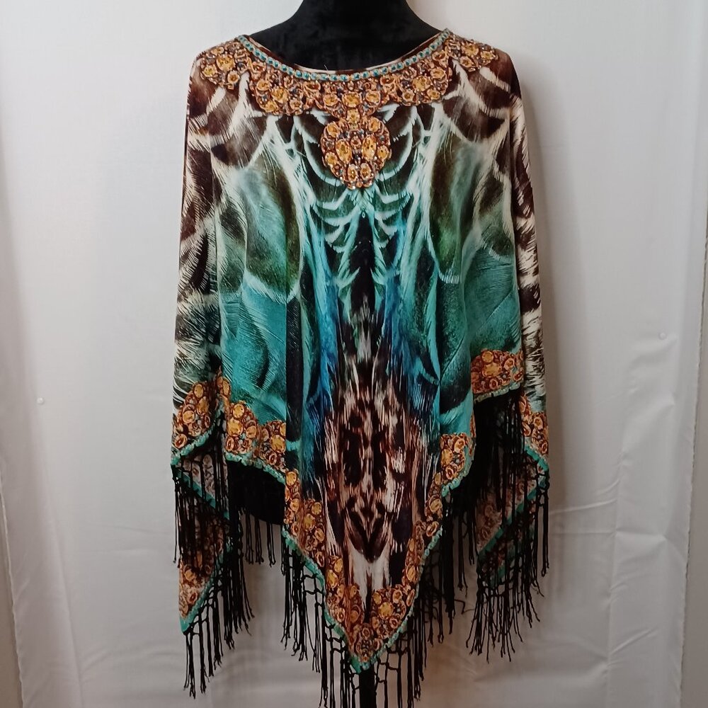 Women's‎ Adoire Over the Head Colorful Shawl Size Medium